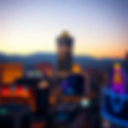 Panoramic view of The STRAT's iconic tower against the Las Vegas skyline