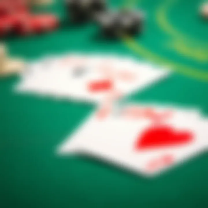 A close-up of Three Card Rummy cards on the table