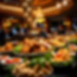 A lavish buffet spread featuring diverse cuisines at Treasure Island