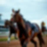 A majestic racehorse showcasing its athleticism on the track