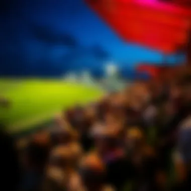 An overview of a vibrant racetrack filled with enthusiastic spectators