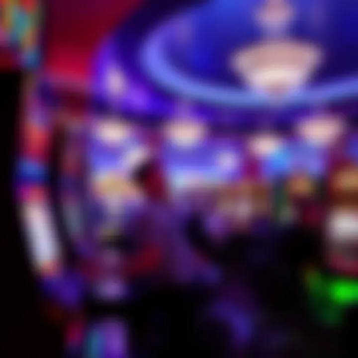 An elegant casino environment showcasing lively players at slot machines