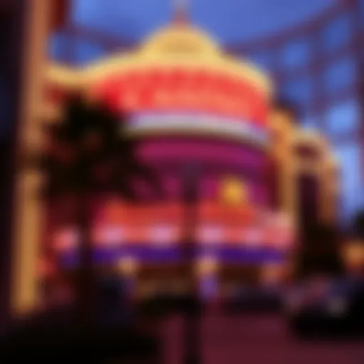 Exterior view of Resorts World Casino during evening hours