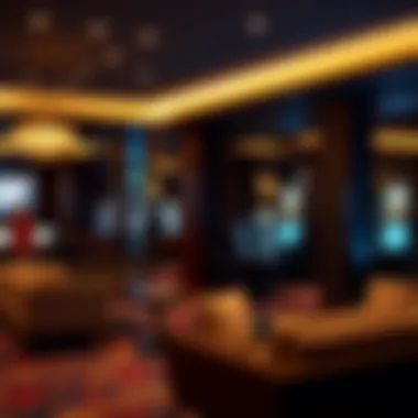 Relaxing lounge area within the casino at off-peak hours