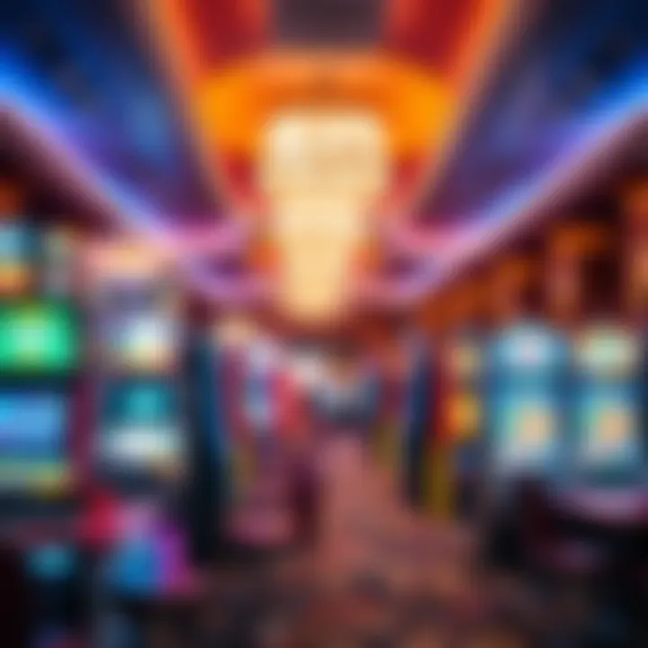 Luxurious gaming floor filled with vibrant slot machines and gaming tables