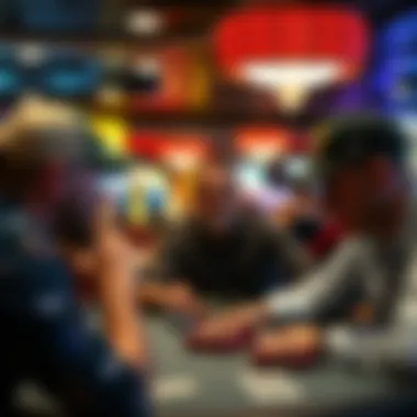 A vibrant depiction of a local poker tournament atmosphere