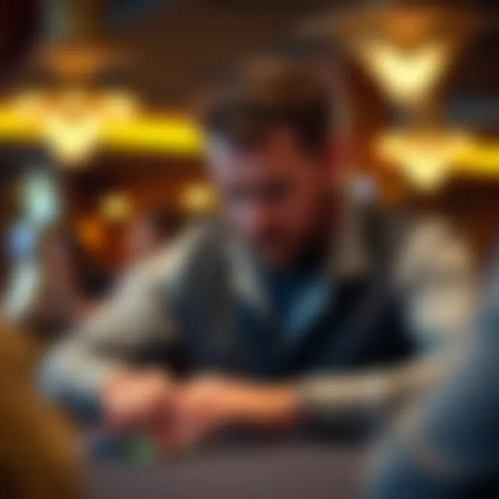 A strategic poker player deep in thought